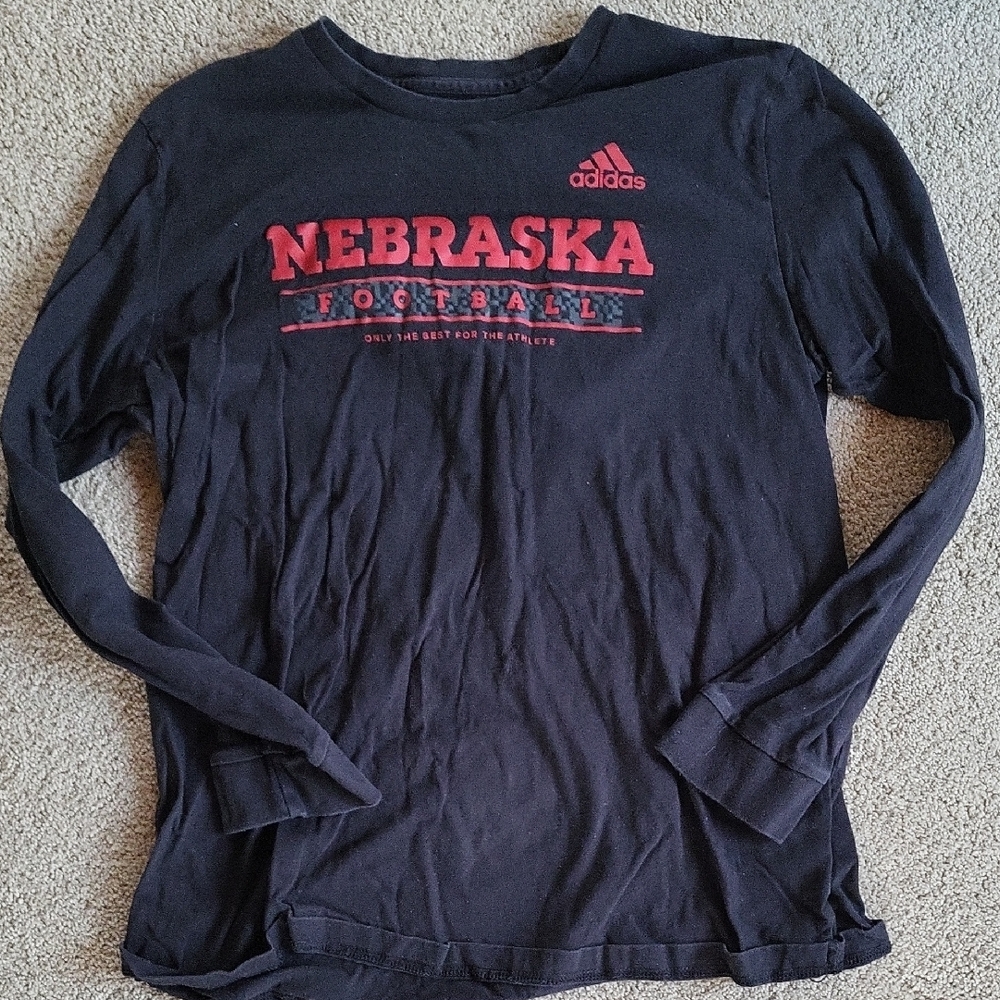 Adidas Black Nebraska Football Tee